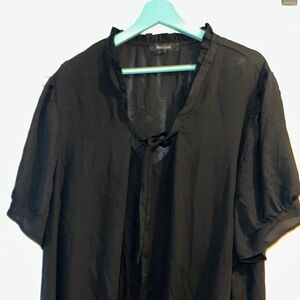 New Look Black Ruffled Tie Blouse